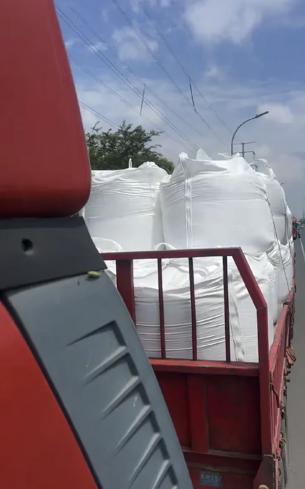 Loading a bulk bag (forklift view)